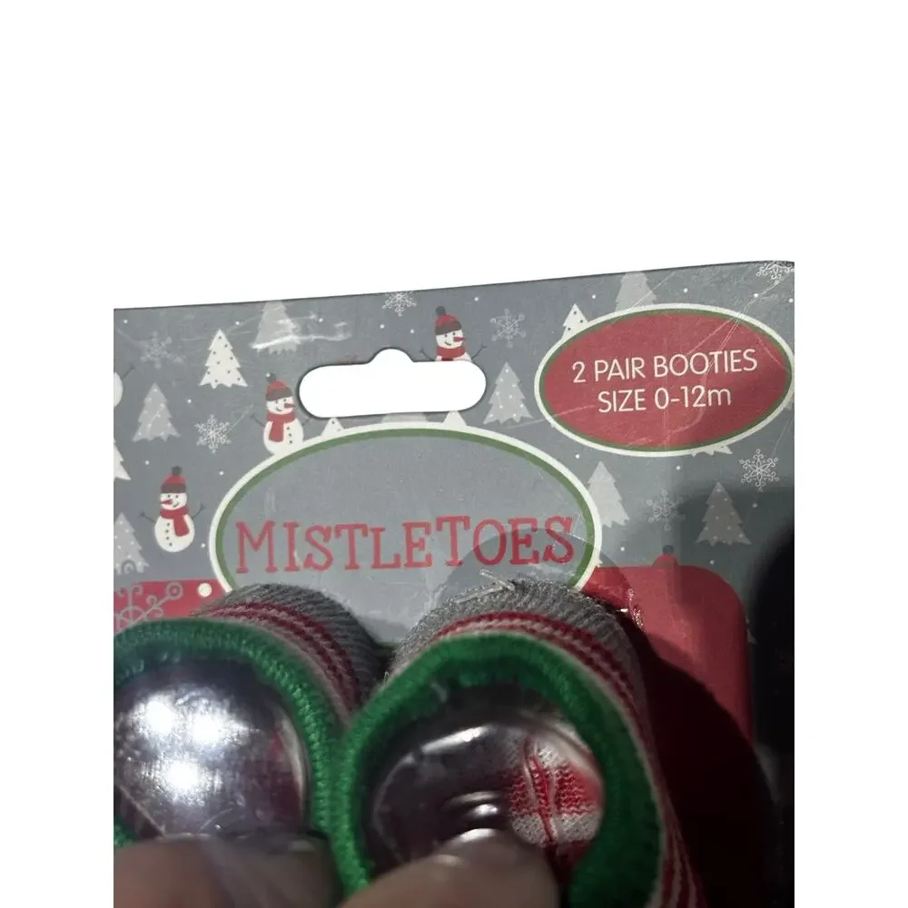 Mistletoes Baby Christmas socks Santa face and Christmas trees nwt